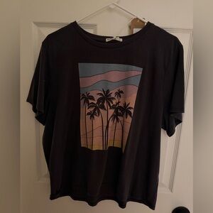 women's MARINE LAYER Re-Spun graphic tri-blend crop tee Black Palm size XL NWT